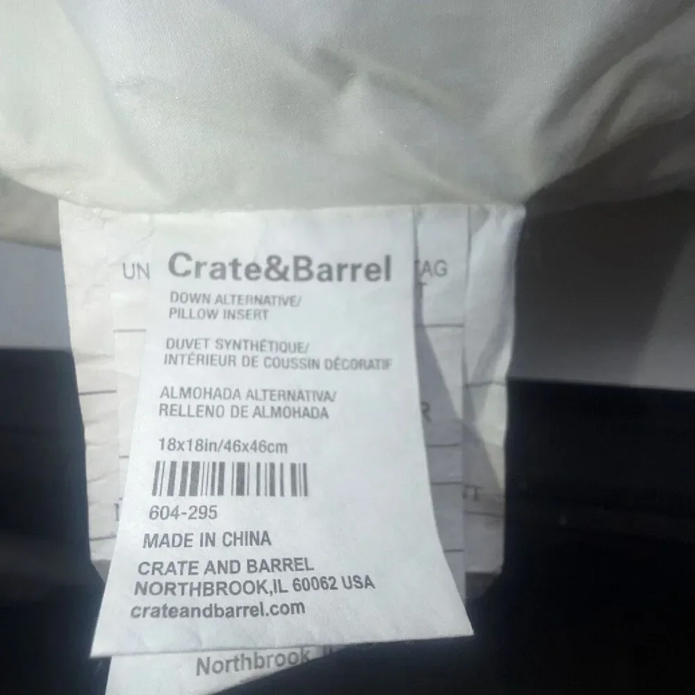 CRATE & BARREL Tempest Needlepoint Woven Pillowcase and Insert- 16” x 16”